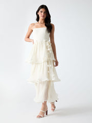 Tiered Chiffon Midi Dress