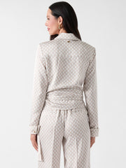 Marciano Monogram Satin Wrap Blouse