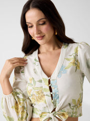 Linen-blend blouse