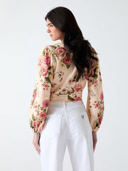 Linen-blend blouse