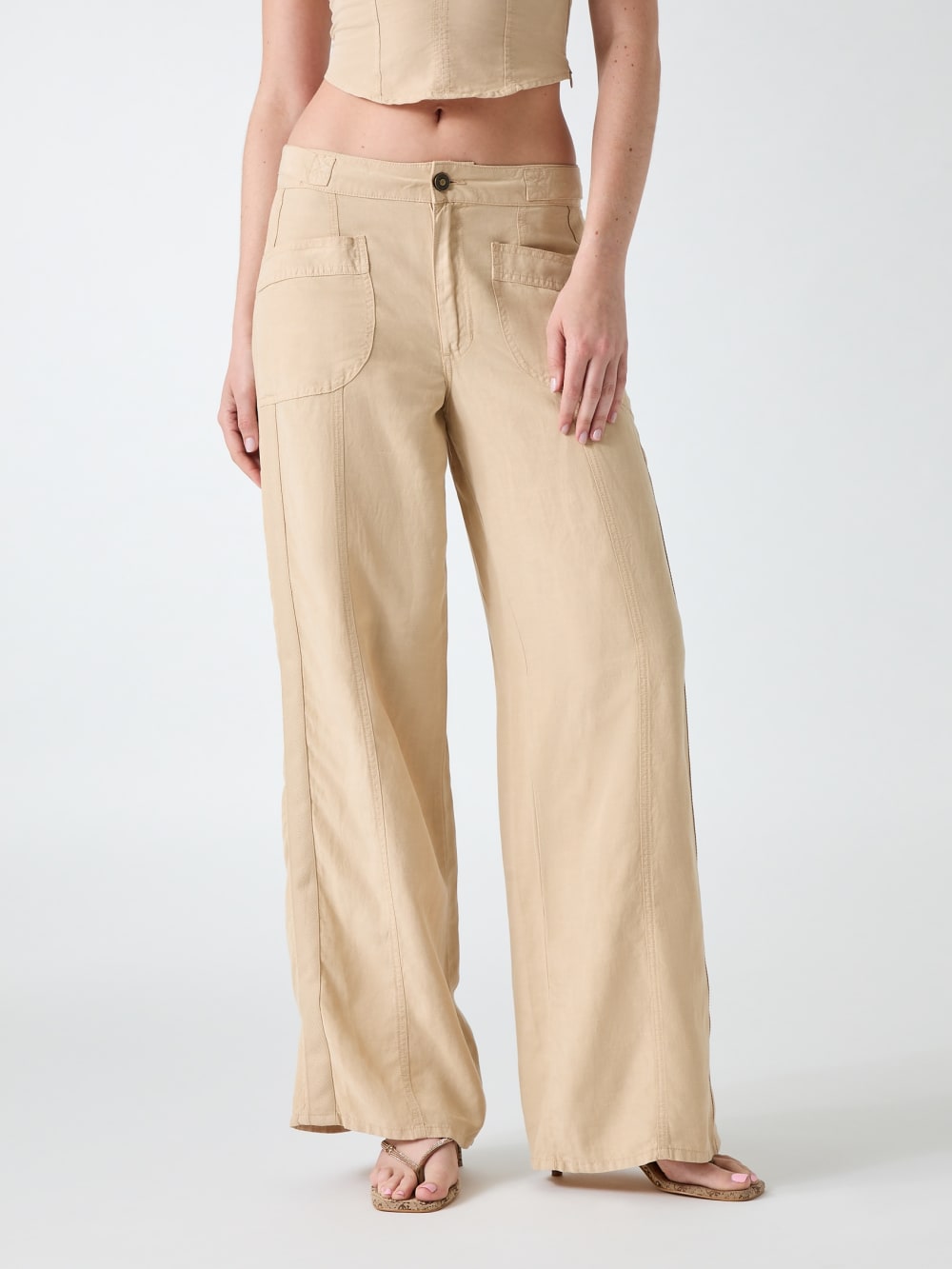 Linen-blend pants