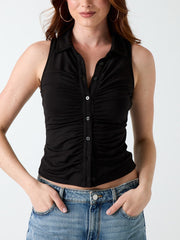 Sleeveless smocked top