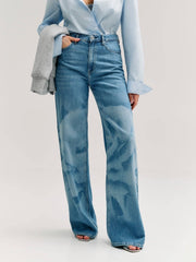 Printed Wide-Leg Jeans