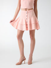 Linen-blend ruffle skirt