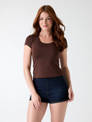 Stretch scoop neck top
