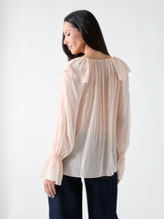 Marciano Sheer Ruffled Blouse