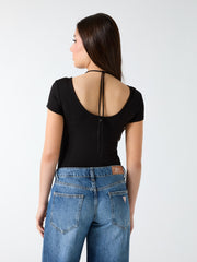 Stretch scoop neck top