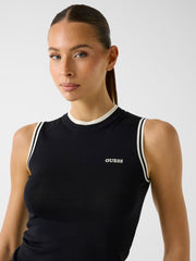 Embroidered logo knit top