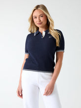 Cable-knit polo