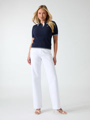 Cable-knit polo