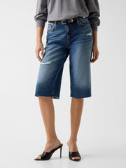 Baggy denim bermuda