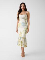 Linen-blend dress