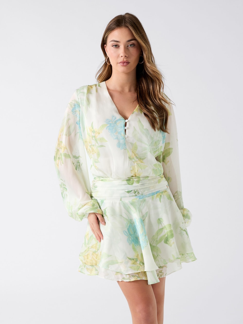Chiffon Ruffled Mini Dress