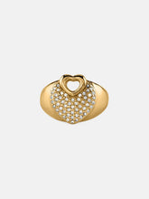 Gold-Tone Pav Heart Ring - Size 7