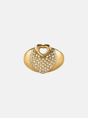 Gold-Tone Pav Heart Ring - Size 7