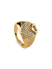 Gold-Tone Pav Heart Ring - Size 7