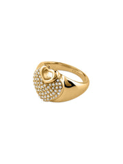 Gold-Tone Pav Heart Ring - Size 7