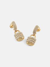 Gold-Tone Pav Padlock Earrings