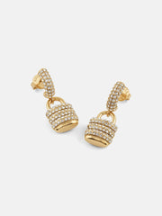 Gold-Tone Pav Padlock Earrings