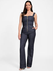 Denim Detachable Strapless Zip Jumpsuit