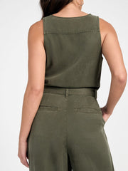 Madelyn Sleeveless Twill Jumpsuit