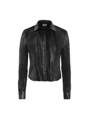 metallic printed faux-suede shirt