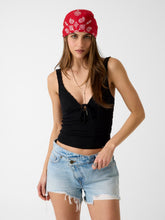 Rib-knit lace top
