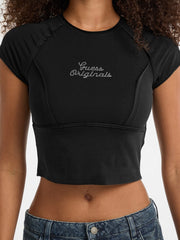 GUESS Originals Eco Raw Edge Rhinestone Tee