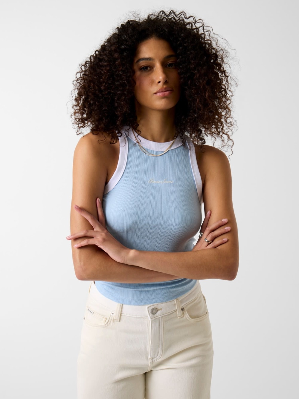 Embroidered logo tank top