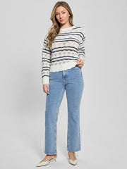 Valerie Striped Open-Knit Sweater