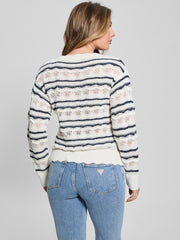 Valerie Striped Open-Knit Sweater