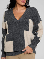 Intarsia Color-Block Sweater