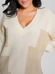 Intarsia Color-Block Sweater