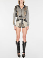 crystal-embellished terry hoodie