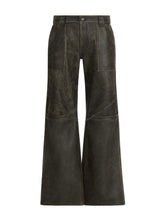 wide-Leg crackled leather pants