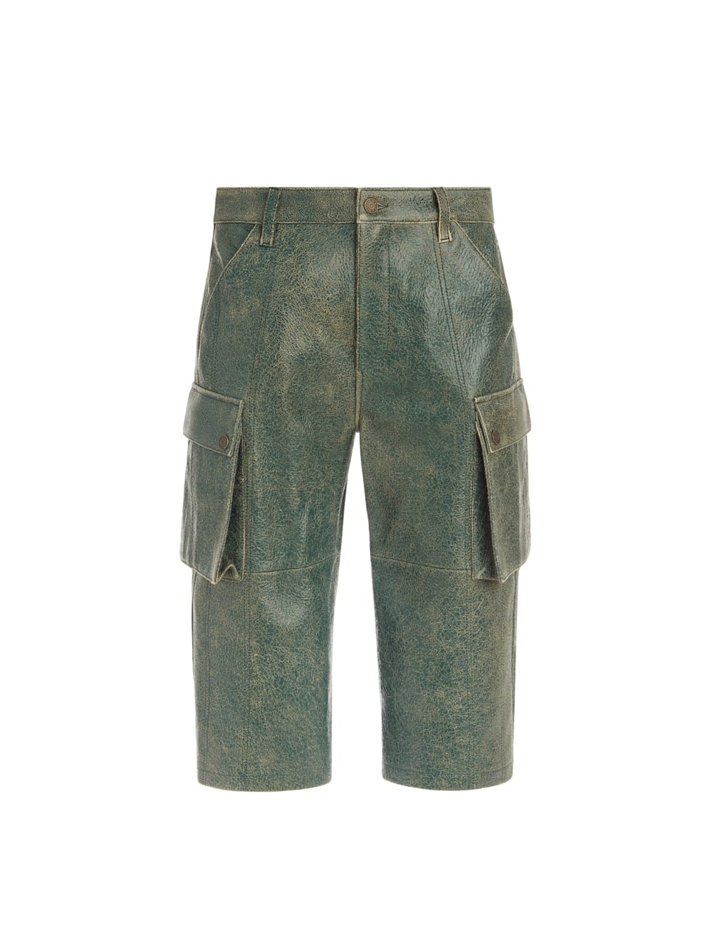 crackled leather cargo pants