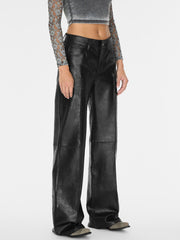 crackled leather pants