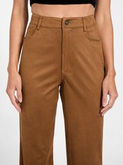 Aria Faux-Suede High-Rise Straight Pants