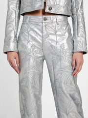 Clelia Faux-Leather Embroidered Pants