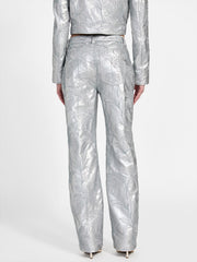 Clelia Faux-Leather Embroidered Pants