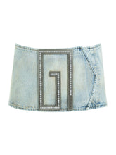 belted mini denim skirt