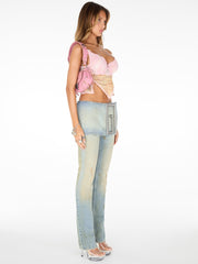 belted mini denim skirt