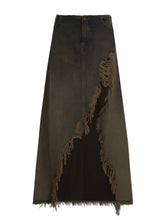 open front denim skirt