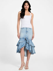 Eco Marina Denim High-Low Skirt