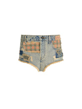 patchwork distressed shorts