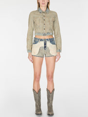 reverse denim short