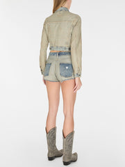 reverse denim short