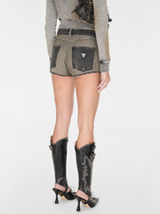 reverse denim short