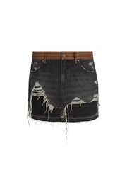 layer denim skirt