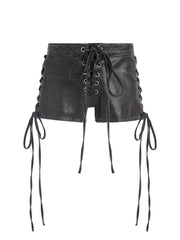 coated mini denim shorts